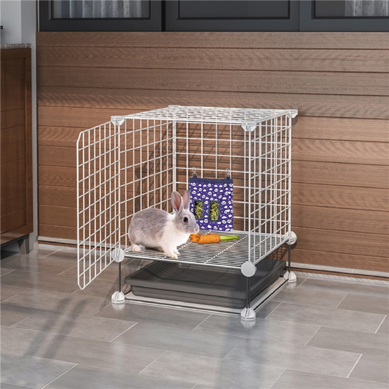 Mangiatoia di fieno appesa sacchi di fieno di coniglio borsa impermeabile per piccoli animali domestici