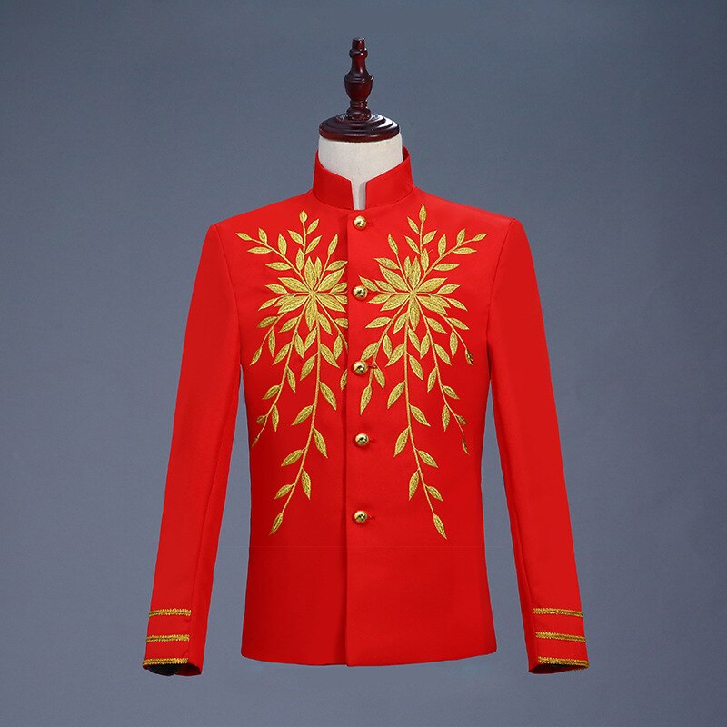 Men Suit Jacket Mandarin Collar Formal Blazer Stage Costumes For Singers Performance Mens Dress suits Jackets Clothes