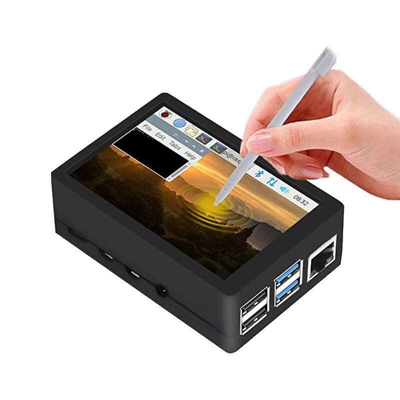 for Raspberry Pi 4B 3B 3B+ Press Sn 3.5 Inch Lcd Display+Touch Pen+Abs Case+ Cooling Fan for Raspberry Pi 4B