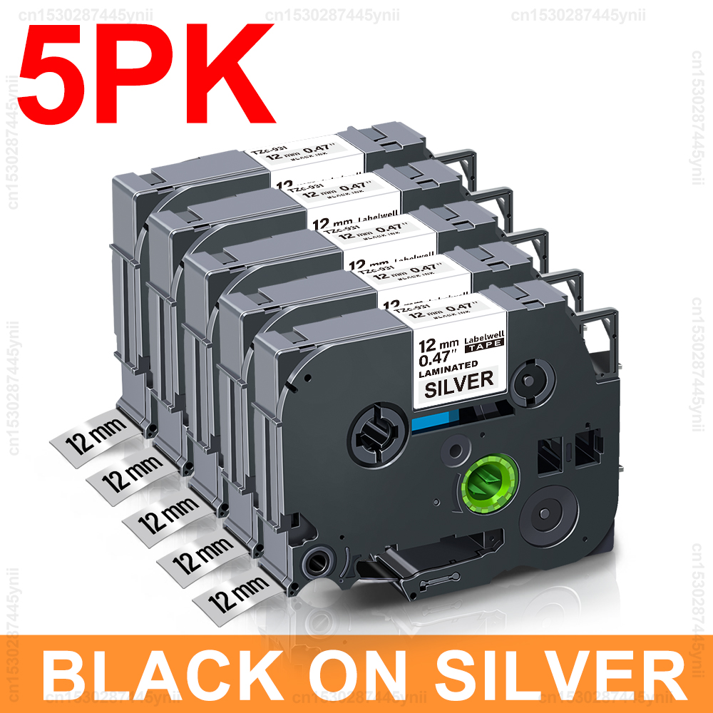 5/10/20pk tze 231 kompatibel brother etikettejp tze 231 131 531 631 334 335 12mm tejp för brother p-touch pth 110 etikettskrivare: Ljusgrå