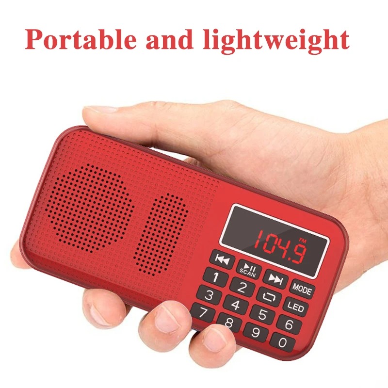 Bärbara fm-radioapparater digitalradio led-display uppladdningsbar radio usb/sd/tf/aux-spelare