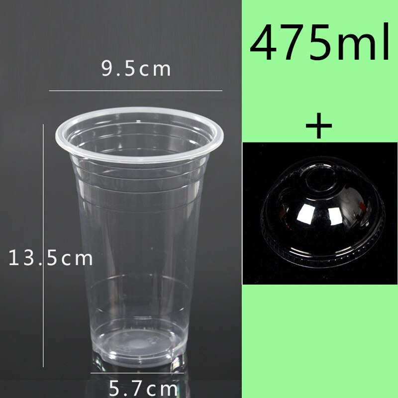 50 Stuks 95Mm Kaliber Transparante Wegwerp Glazen 400Ml Plastic Bekers Voor Drinken Party Gunsten Melk Thee cup Met Deksel: cup and lid1 / 400ml 50pcs