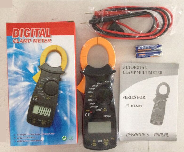 Clip-on Ammeter Dt3266l Clamp Multimeter Digital Clamp Meter with Buzzer FireWire Resistance 3266f