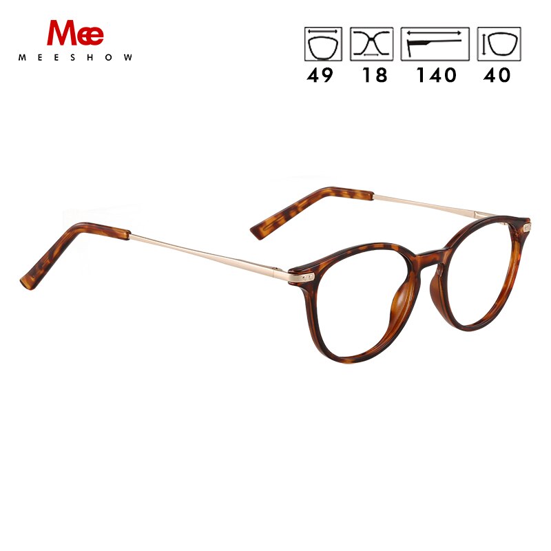 Meeshow Men Women Anti-Blue Multifocal Round Shape Reading Glasses From Italy Optical Metal Vulture Plating Templs: +100