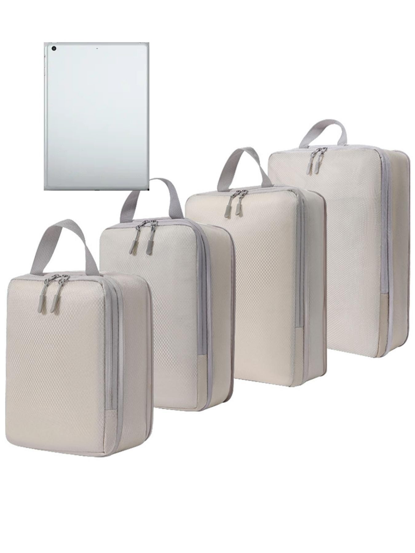 Set/6 stuks samendrukbare verpakking reisopbergtas kubussen waterdichte koffer nylon draagbaar met handtas bagage-organizer: Bruin