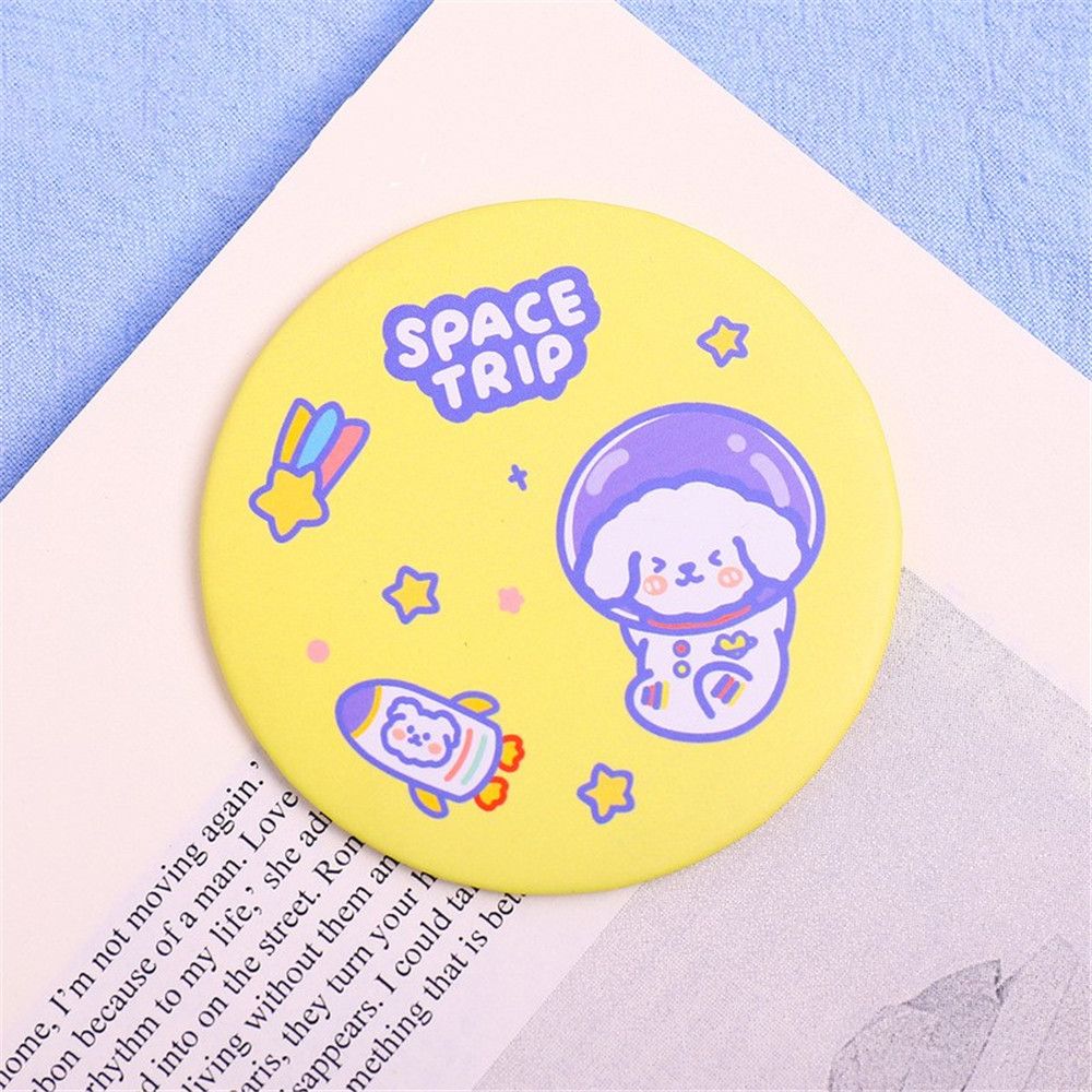 Mini espejo de dibujos animados, espejo redondo pequeño portátil, perfecto para niños y niñas, 1 unidad: yellow teddy