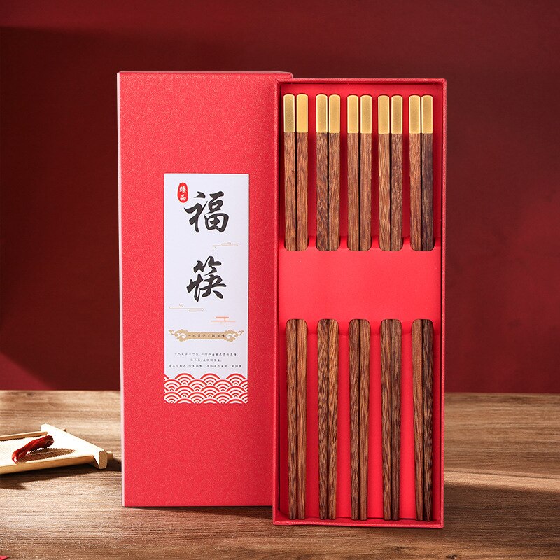 Natural Wood Wendge Chopsticks Cutlery Tableware Set Chinese Chopsticks Food Chopsticks Set Housewarming Box: white