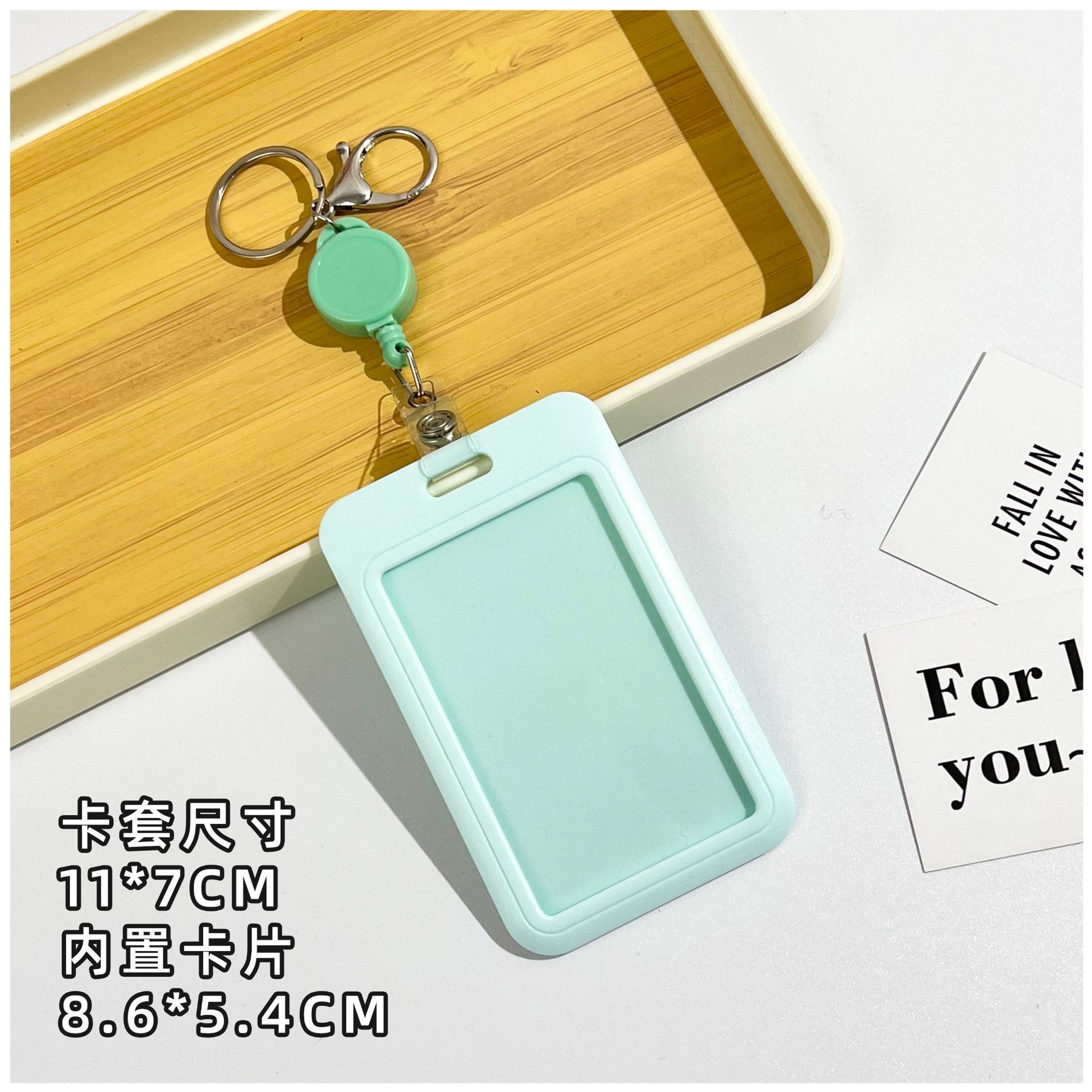 Suporte de crachá de identificação com carretel de crachá porta-cartão retrátil chaveiro nome crachá clipe de manga de cartão de identificação: Bege