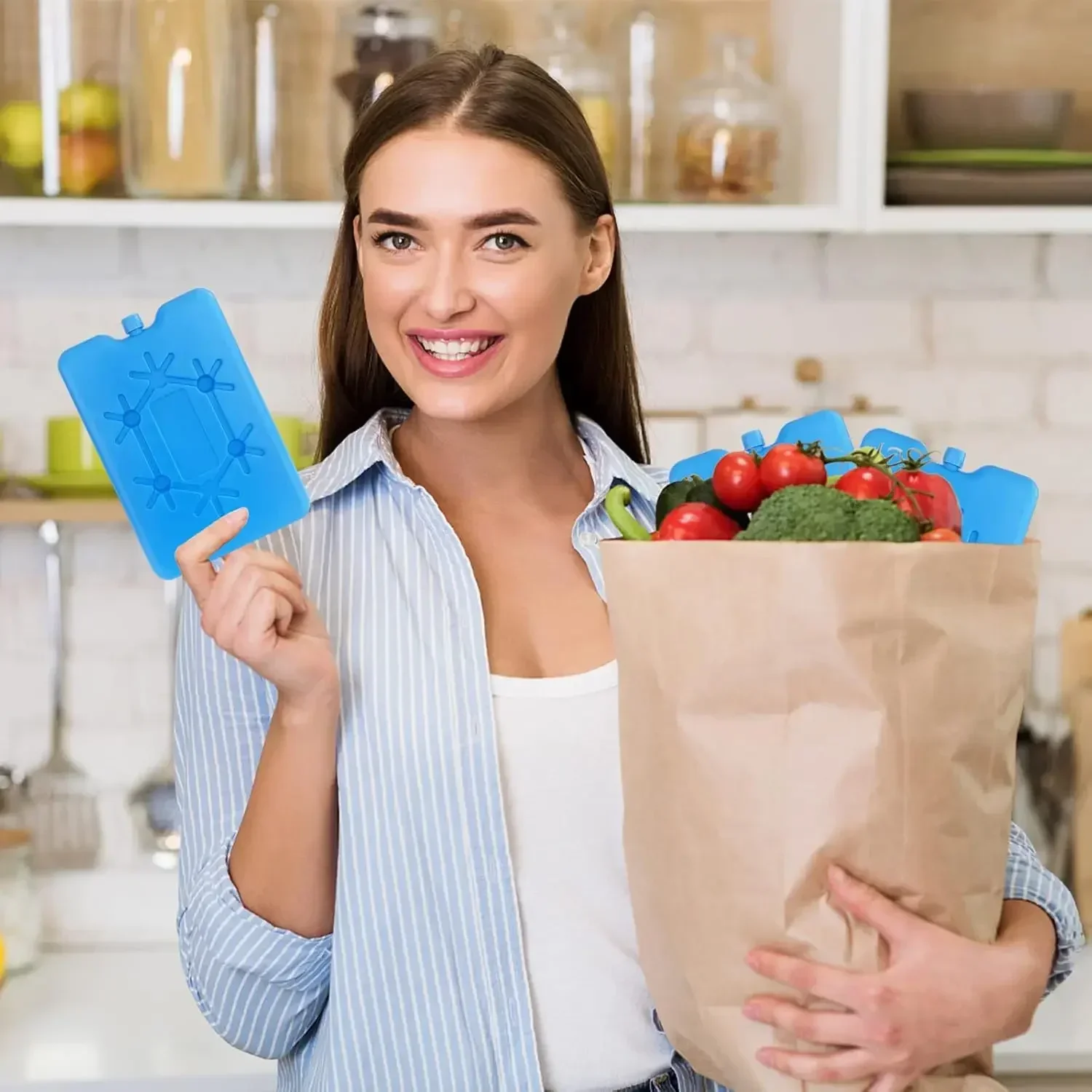 Bolsa de hielo reutilizable, paquetes de congelador ultrafinos, caja de inyección de agua portátil, paquetes frescos de larga duración para exteriores