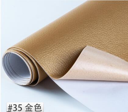 ZENGIA 50x138cm PU leather Self-Adhesive Synthetic Leather DIY Material Patch For Handbag sofa adhesive repair car glue leather: gold