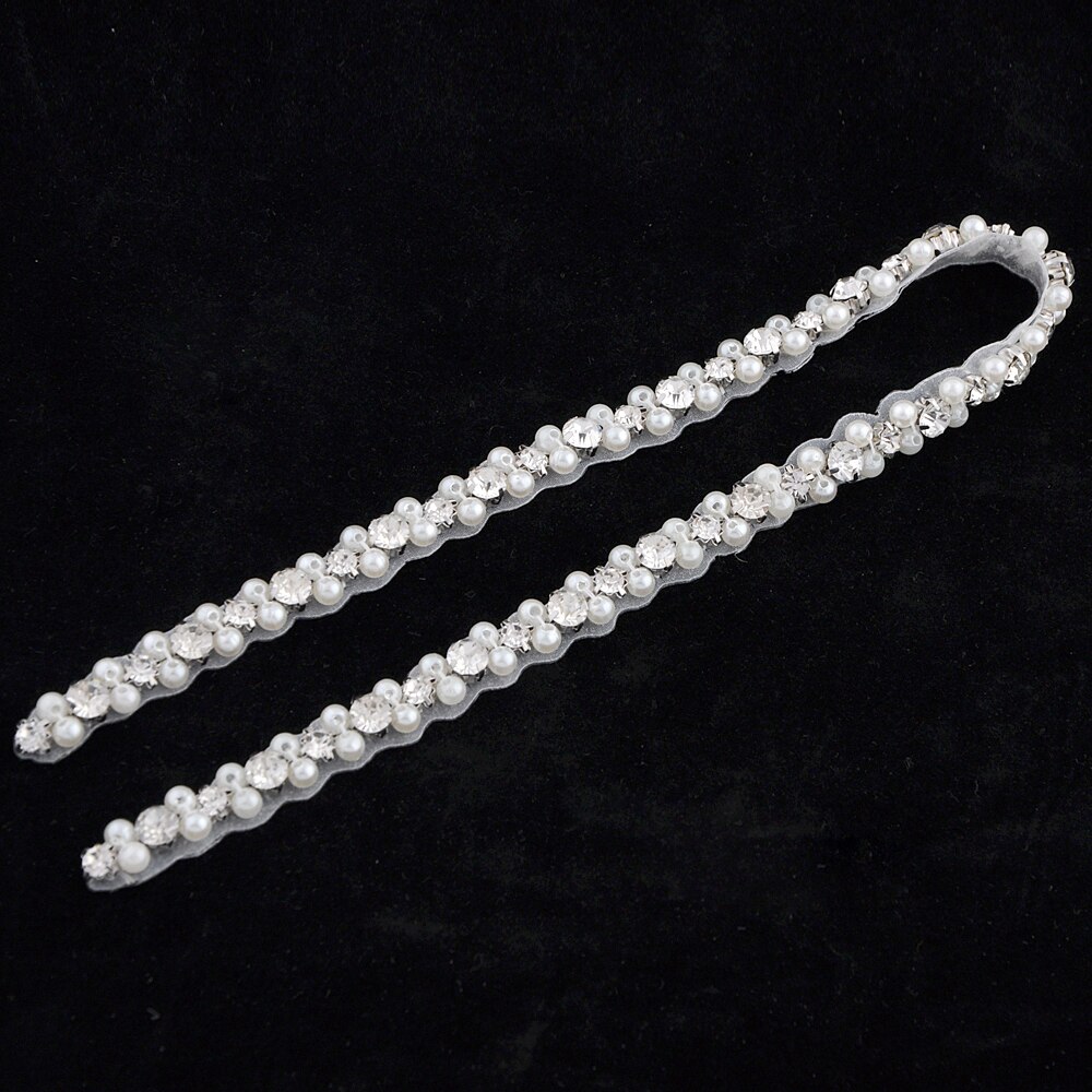 TOPQUEEN Wedding Belt for Bride Dress Pearl Rhinestone Trim Crystal Female Accessories Women Party Belt Bride pearl ribbon S381: Applique