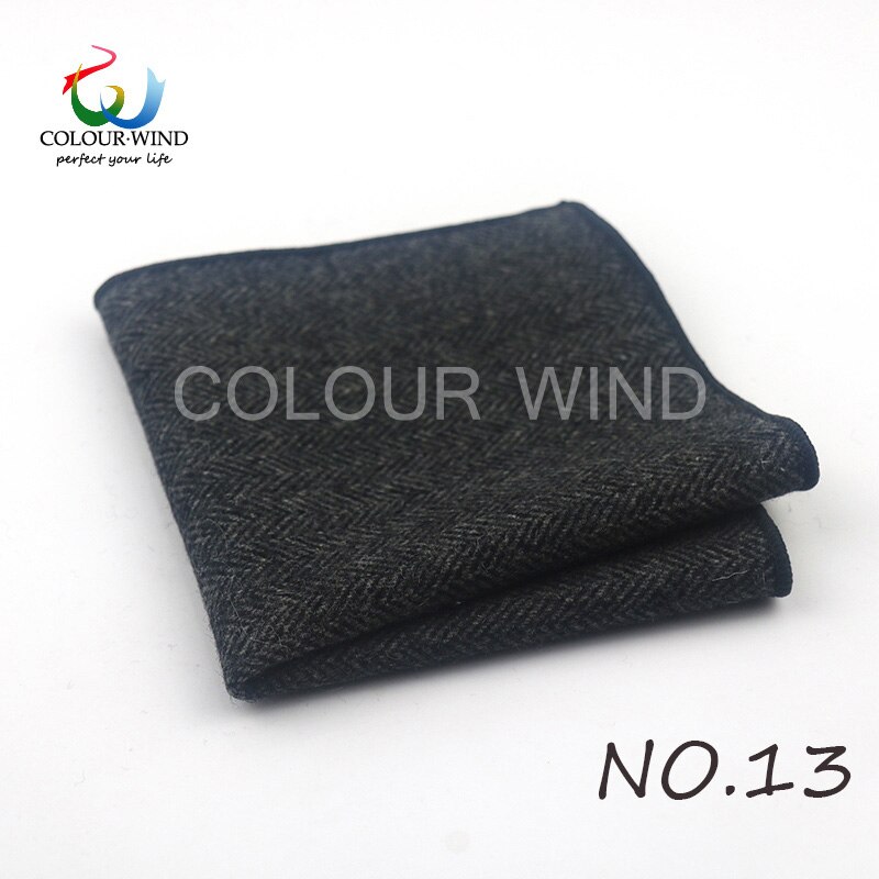 Classic Style Men's Handkerchief Scarves Vintage Wool Hankies Men's Pocket Square Striped Solid Cotton 24*24CM: 13