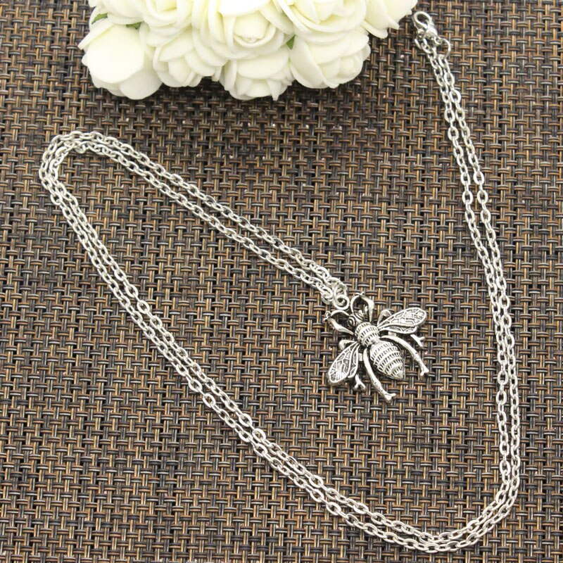 Tibetan Silver Color Pendant Bee Bug Choker Charm Short Long DIY Necklace Factory Price Handmade Jewelry