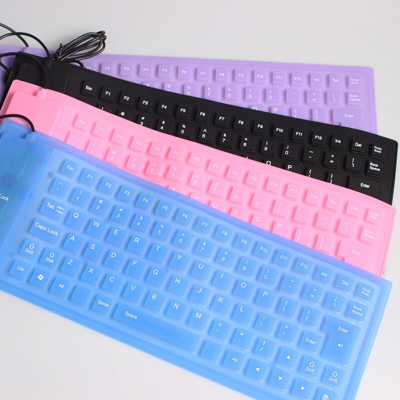 Folding Silent Keyboard Flexible Silicone Waterproof Keyboard 85 Keys Mini USB Wired Keyboards Ultra thin for Laptop PC Desktop