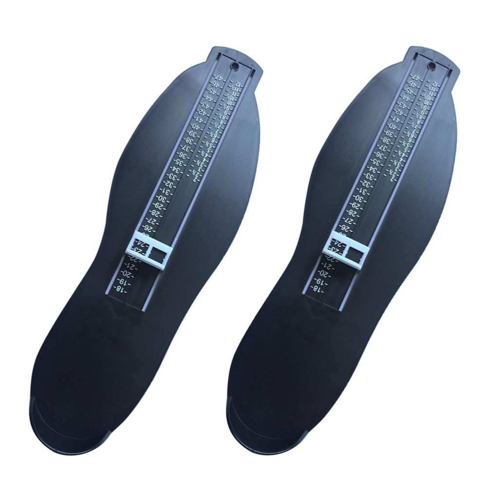 2pcs Black Plastic Foot Measuring Device Foot Length Measure Tool Shoes Size Measuring Gauge for Adults