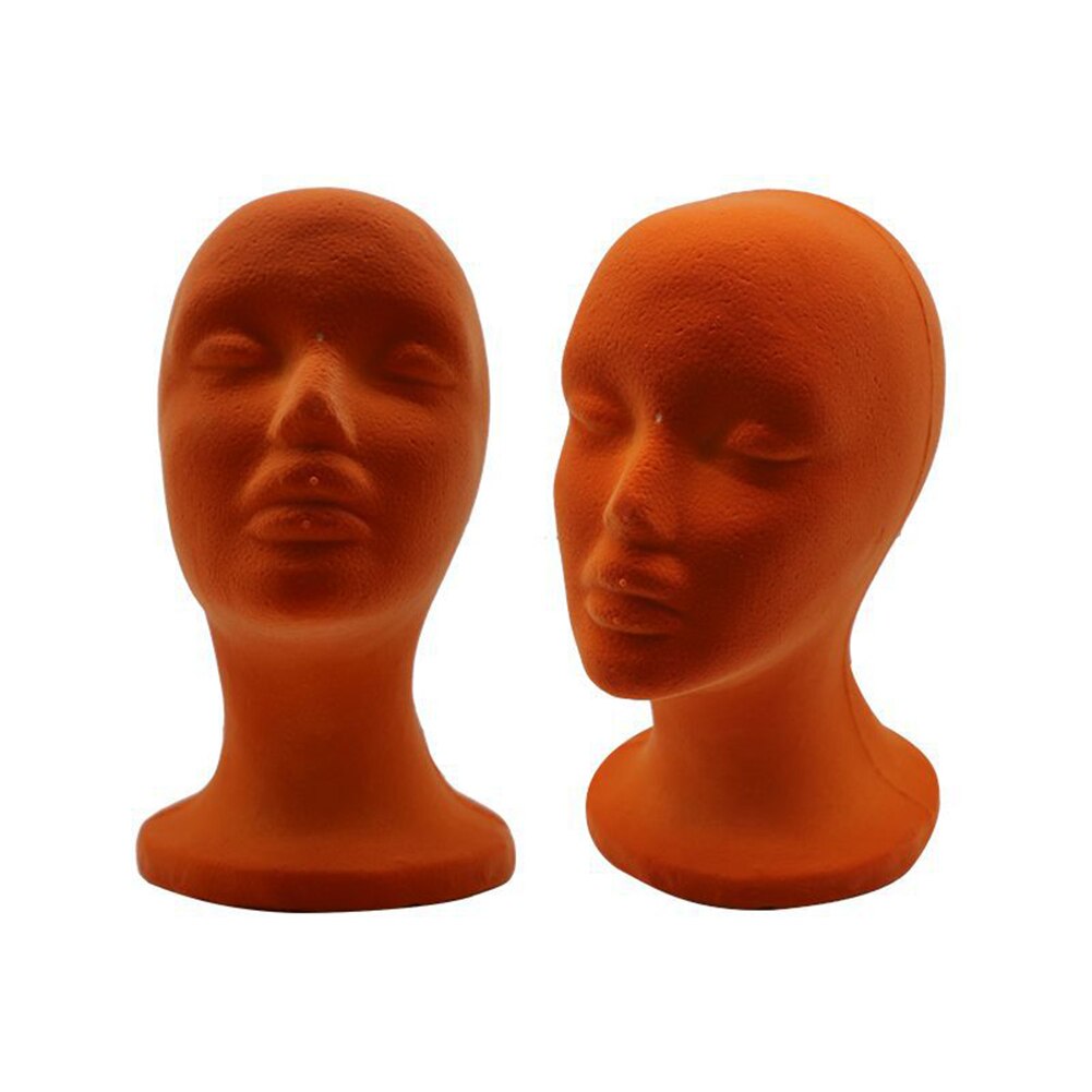 Foam Female Mannequin Head Model Wigs Glasses Display Holder Stand Photograph Prop Multi-purpose Barber Shop Mannequins Head: Orange