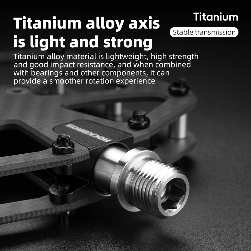 ROCKBROS Koolstofvezel Pedalen Ultralichte 3-Lager Pedalen Arbeidsbesparende Waterdichte MTB Fietspedalen Antislip Fietspedaal