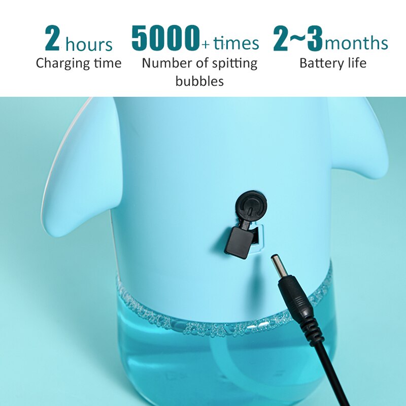 Dispensador de jabón automático con forma de delfín para niños, accesorios de baño para niños, espuma de,dispensador jabon, inducción inteligente, jabón de manos,dosificador jabón,dispensador jabon cocina,viaje,