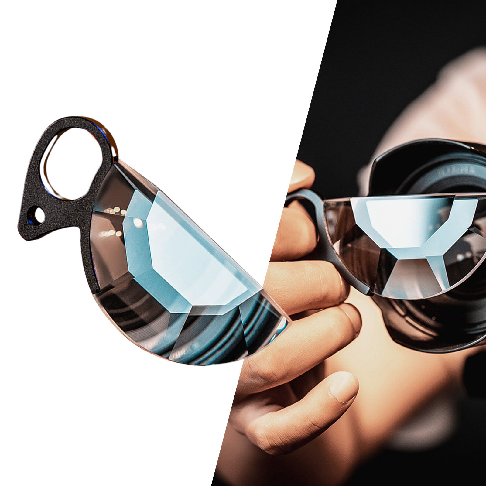 Filtro de lente de cámara semicírculo de mano, Prisma de vidrio óptico, múltiples refracciones FX, accesorios de cámara fotográfica de vídeo SLR