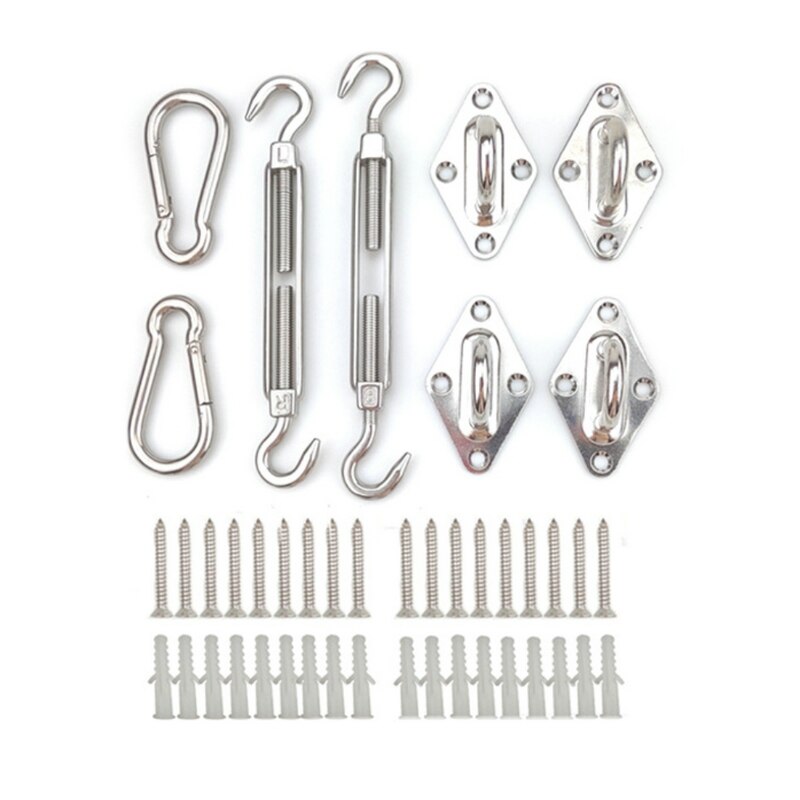 M8 Sun Shade Sail Hardware Kit For Outdoor Patio Sun Shade Canopy Stainless Steel Plastic Expansion Snap Hooks Turnbuckle Pad