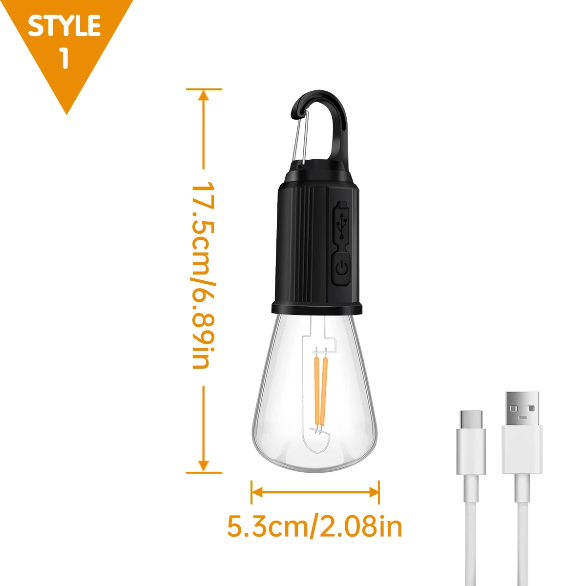 Outdoor Usb Oplaadbare Led Lamp Lampen Met Haak Helder Noodlicht Haak Haak Camping Vissen Draagbare Lantaarn Nachtverlichting: 2.5W