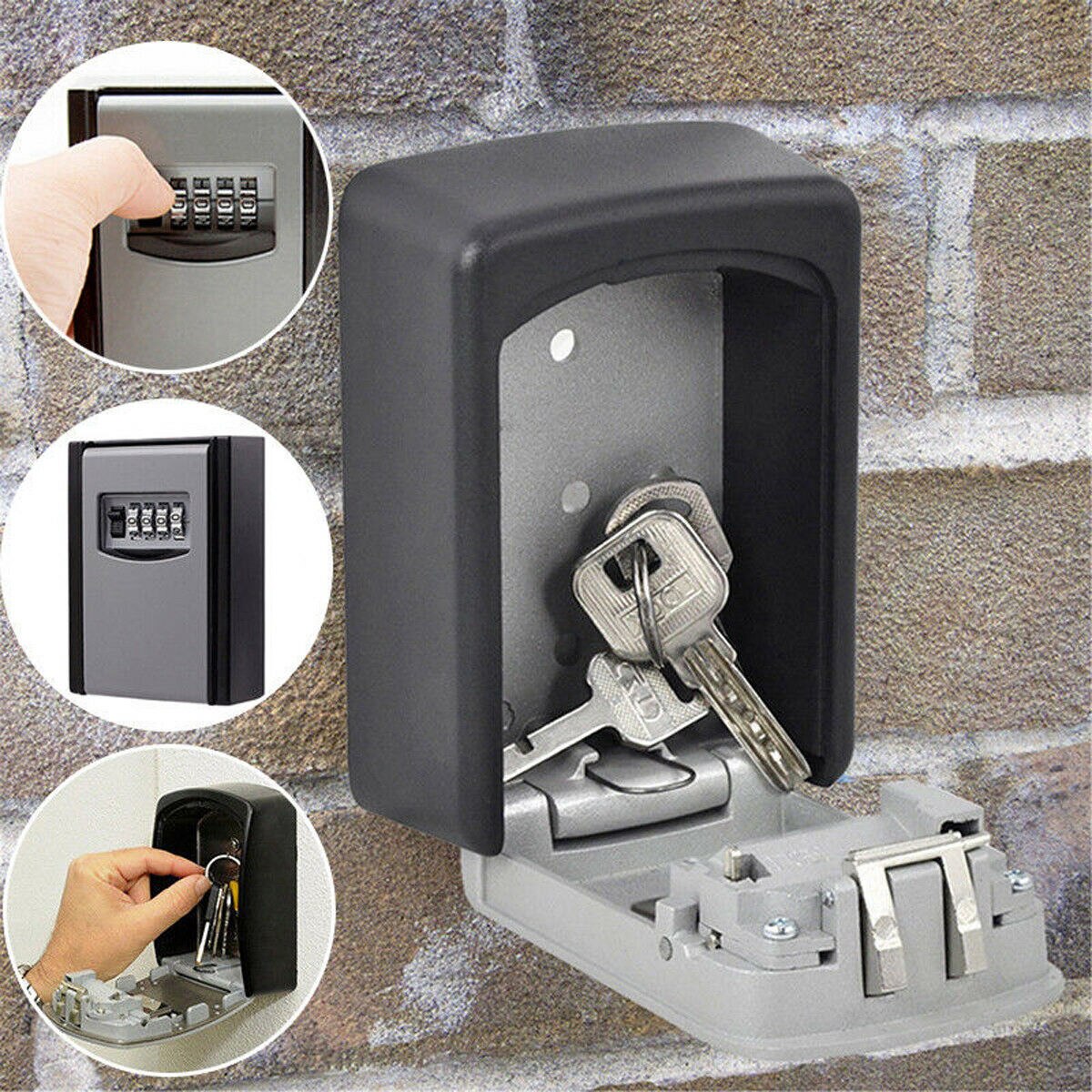 4 Digit Combination Password Safety Key Box Lock Padlock Organizer Wall Mounted