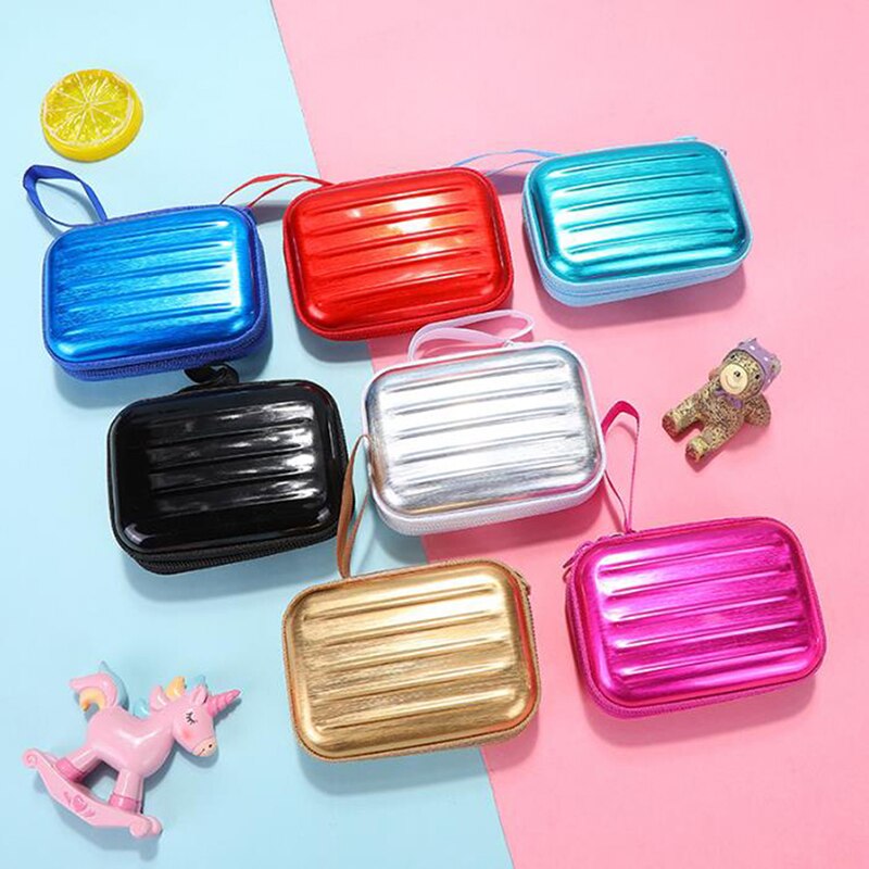 1PC Luggage Model Square Tin Iron Box / Mini Pouch / Key Purse / Pencil Case/steel Box/coin Storage Bag/headset Bag