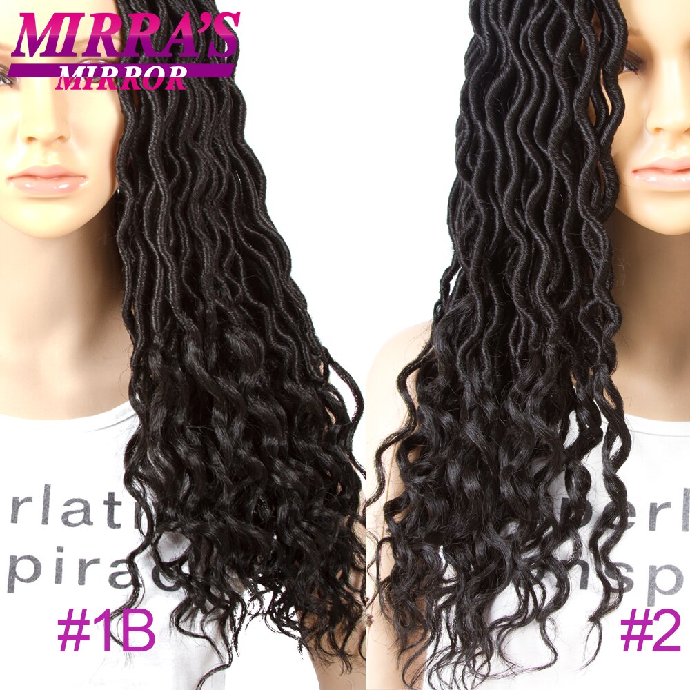 Mirra's Mirror 18" Goddess Faux Locs Crochet Hair Black Crochet Braids Synthetic Braiding Hair Extensions 24 Strands