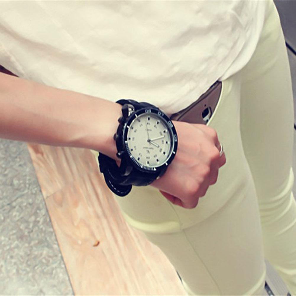 Lintimes unisex kvinder mænd armbåndsur sportsure udendørs kvarts ur stort rundt urskive armbåndsur