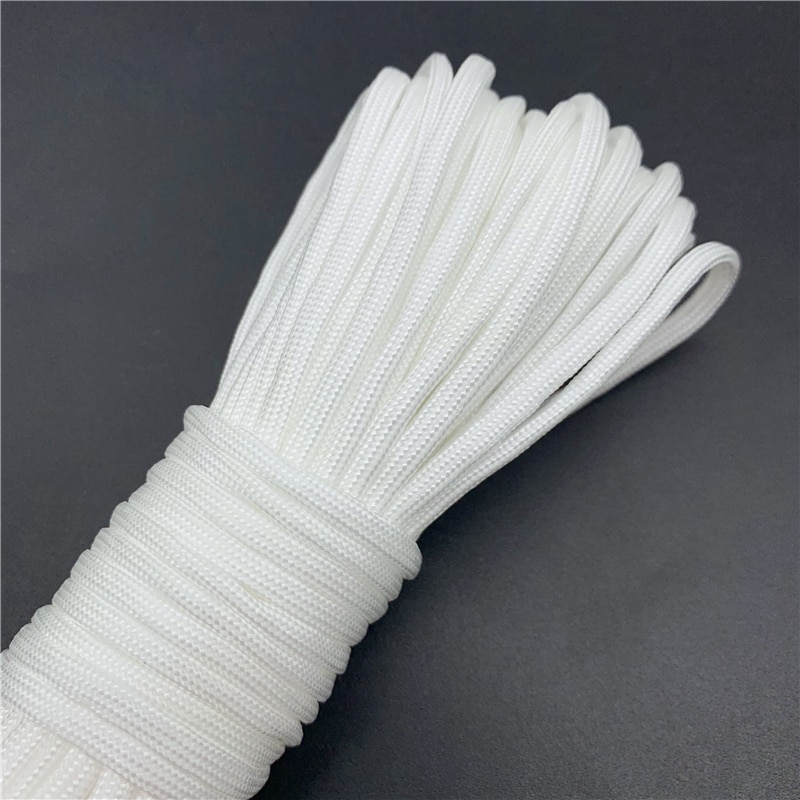 Cuerda de paracaídas blanca para escalada, equipo de supervivencia, pulsera de Paracord, 0,5/0,8/1,0/1,5/4mm, 10 yardas