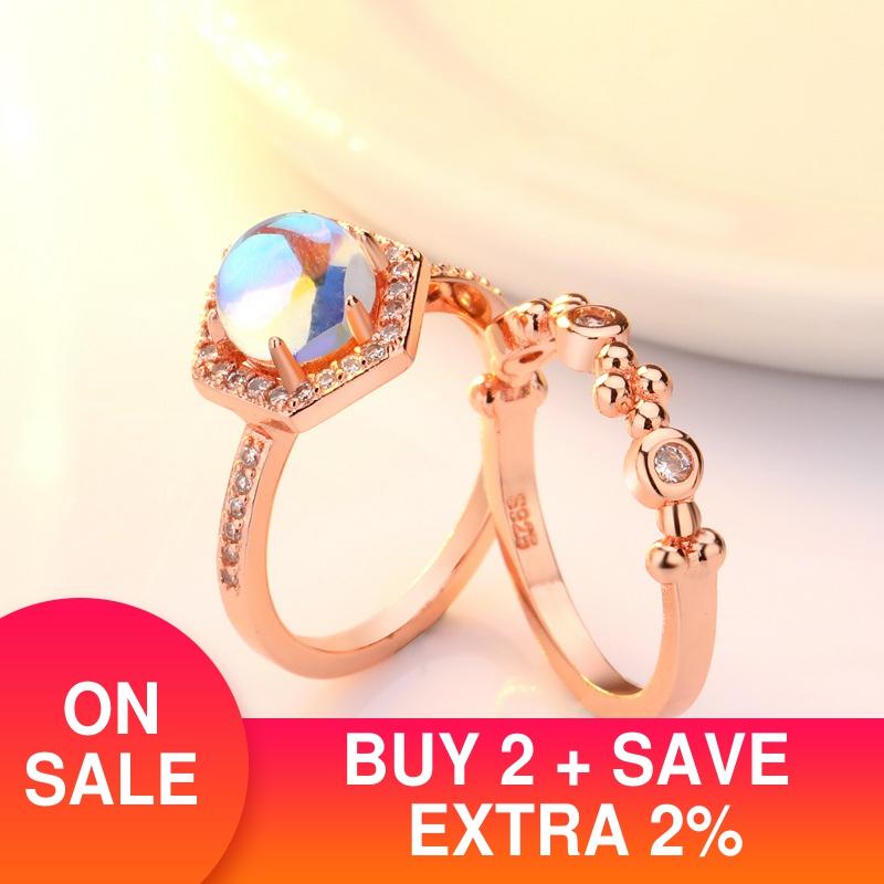 trendy rose gold silver color halo Engagement Ring for women lady anniversary jewelry Black Friday R5074