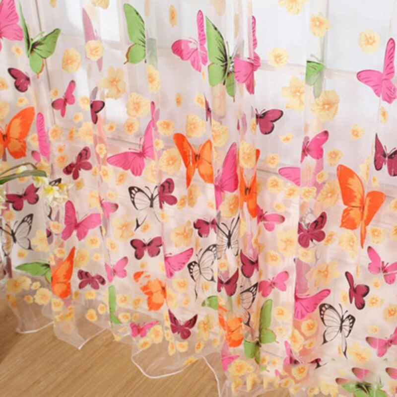 Färgglad fjäril tyll gardin vardagsrum transparent moderna gardiner fönster draperier sovrum glas garn tyg romantisk inredning