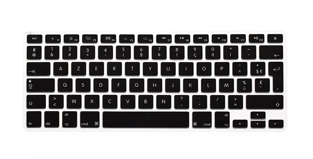 Silicone French Keyboard Cover For Macbook Air Pro Retina 13 15 17 Protector for Mac book keyboard France EU Euro AZERTY: Black
