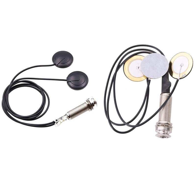 Piezo Contact Microfoon 3 Transducer Pickups &amp; 21-Inch Draad Lengte 1/4 Inch Output Jack 2 In 1 Piezo pickup Disc: Default Title