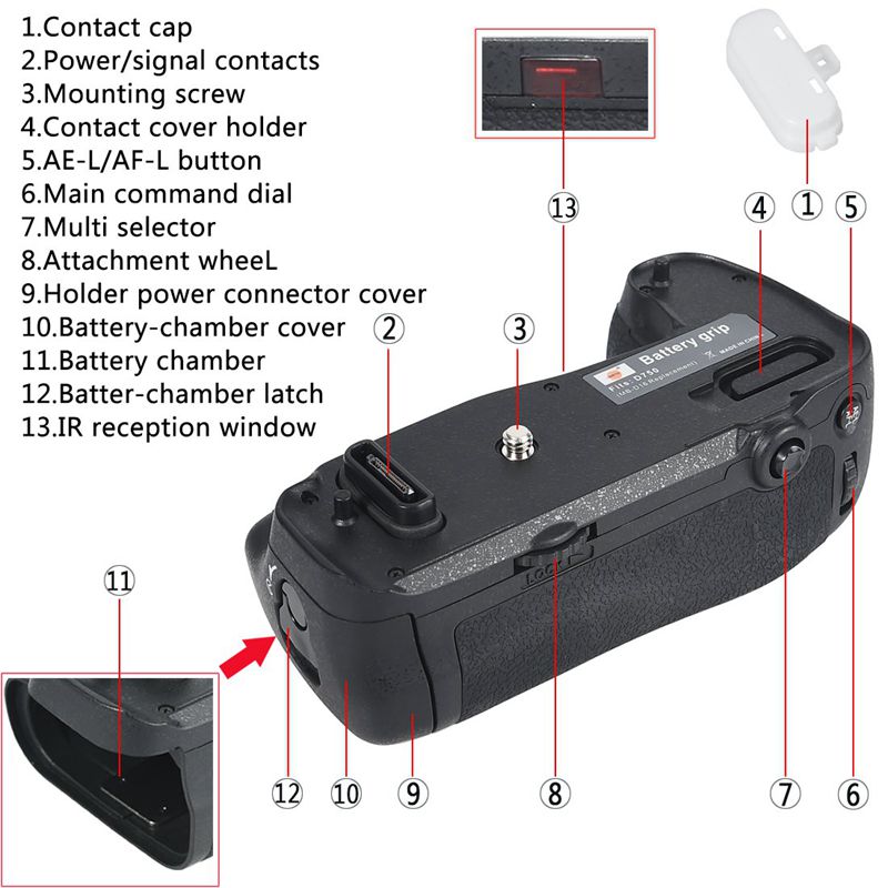 Profi Ir Fernbedienung Mb-D16 Vertikale Batterie Griff Für Nikon D750 Slr Digital Kamera Als En-El15