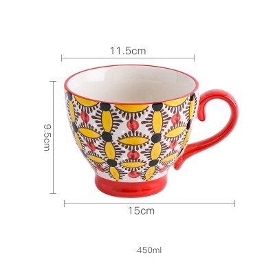 Bol à gruau, bol à céréales, bol à petit-déjeuner en relief, tasse à café en céramique peinte à la main, tasse à céréales populaire créative: C011