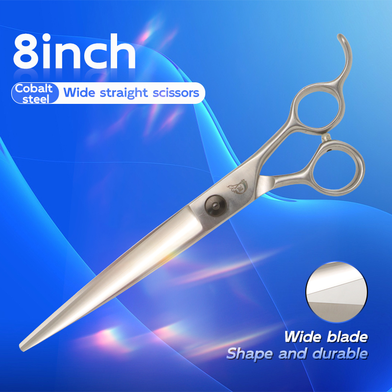 Kraankobaltstalen 7.5 & 8.0 Inch Honden Trimschaar Set Zwart Recht Gebogen Uitdunningsschaar Voor Honden Trimmer: Donkerbruin