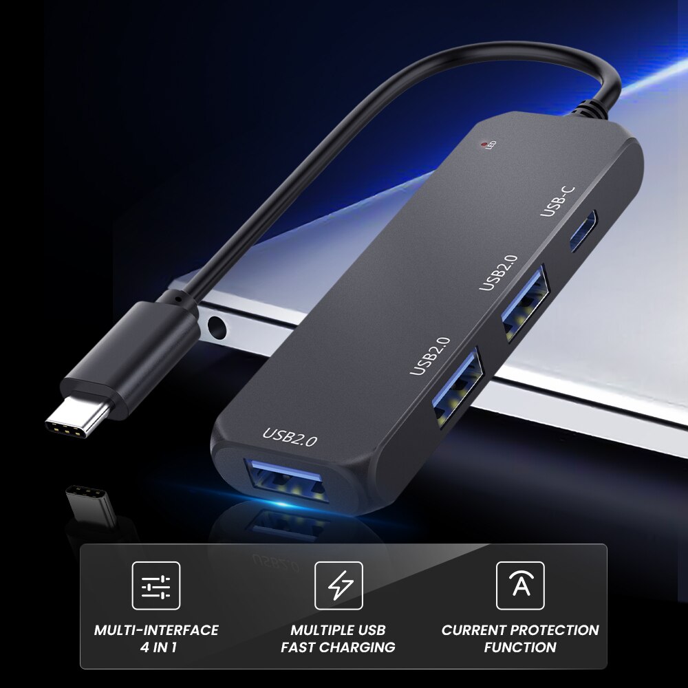 Robotsky USB Typ C HUB 4 Port Multi USB 2,0 Adapte... – Vicedeal