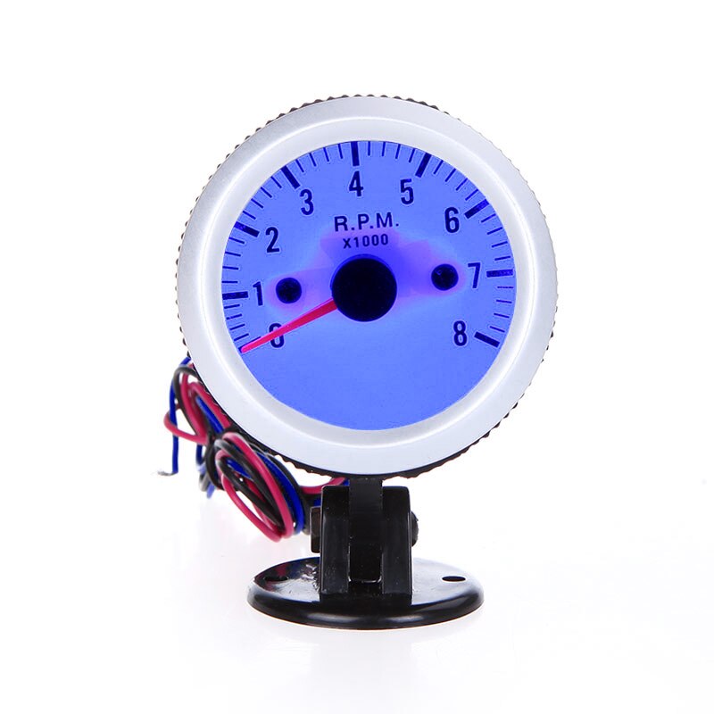 Tachometer Tach Gauge with Holder Cup for Auto Car 2&quot; 52mm 0~8000RPM Blue LED Light: Default Title