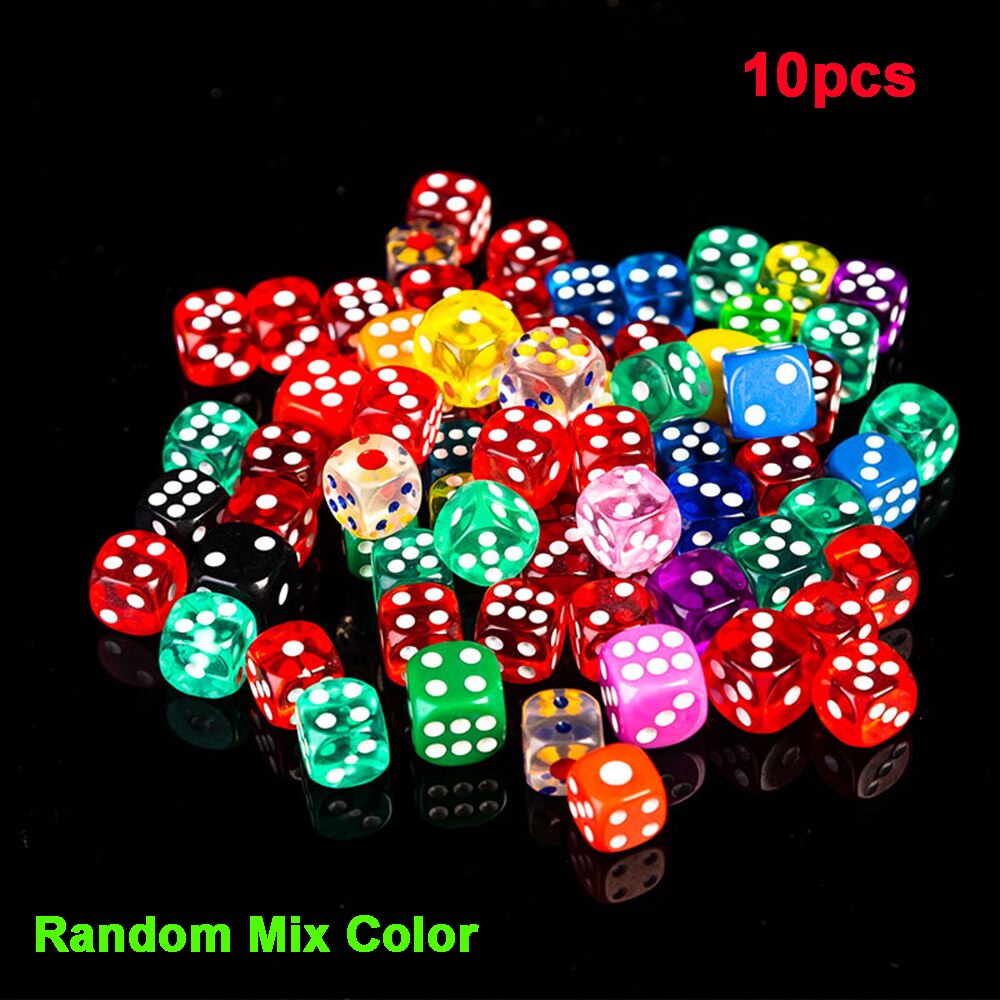 10Pcs 14Mm Clear Kleurrijke Dobbelstenen Transparante Dices Voor Board Game Bar Cambling Playing Club Party Speelgoed: Default Title