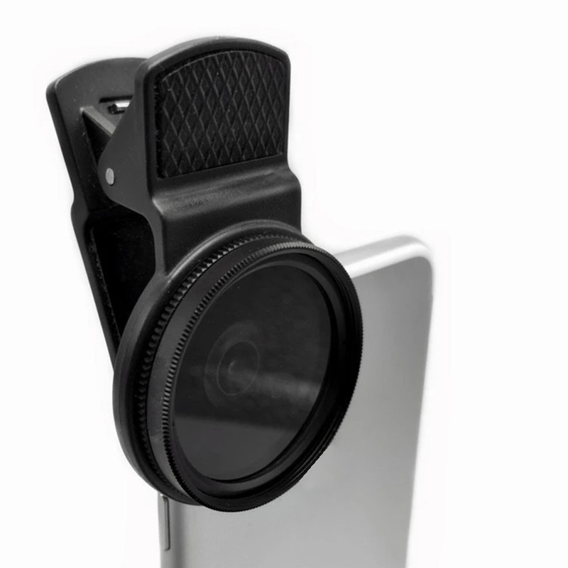 Caméra circulaire avec filtre CPL, 37mm, 52mm, accessoires noirs, universel, avec clip, portable, , téléphone, objectif grand angle