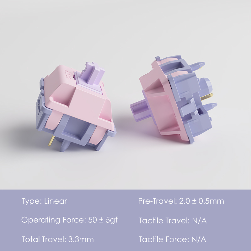 Akko Fairy Switch 5 Pin 50gf Linear Silent Switches For MX Mechanical Keyboard Suitable for Office Typing(45pcs)