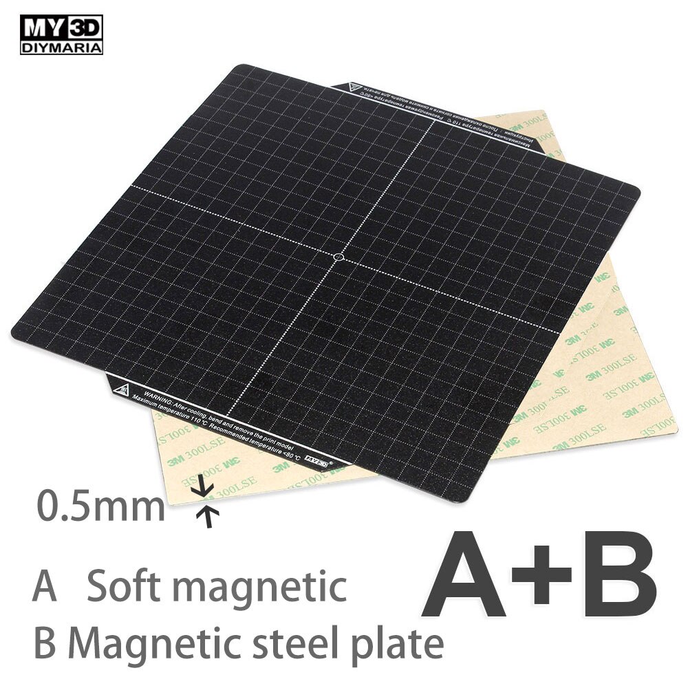 Upgrade Magnetic Steel Sheet Base soft Magnetic Surface Plate post for 3D Printer Bed Print Tape Heatbed Sticker Non PEI: A B