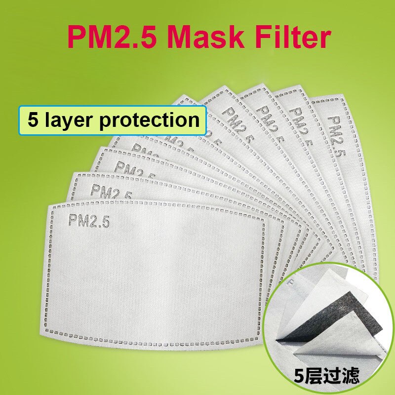 Masque facial pour enfants et adultes, filtre PM 150, pour protection buccale, respirant, contre la grippe, Pollution de l'air, 2.5 pièces