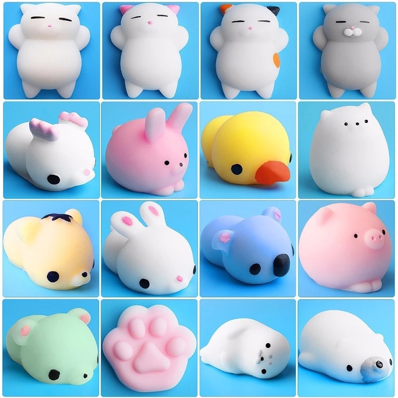 Balle anti-Stress à presser Mochi, jouet en forme d&#39;animal mignon, anti-Stress, doux et collant, amusant