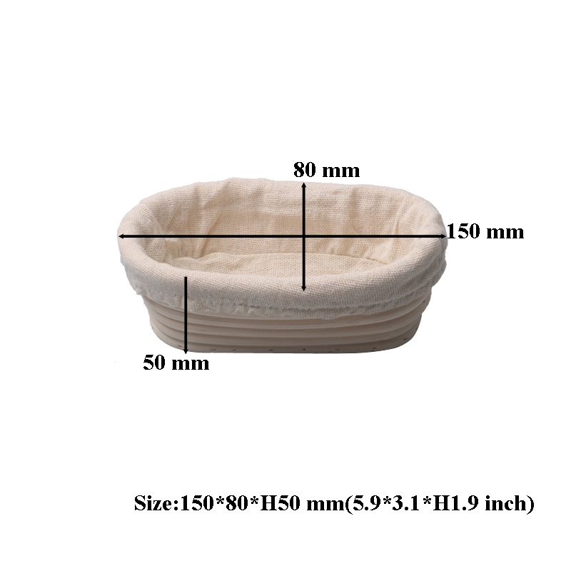 Rattan Bread Proofing Basket Natural Oval Rattan Wicker Dough Fermentation Sourdough Banneton Bread Basket With cloth bag: 15X8X5CM