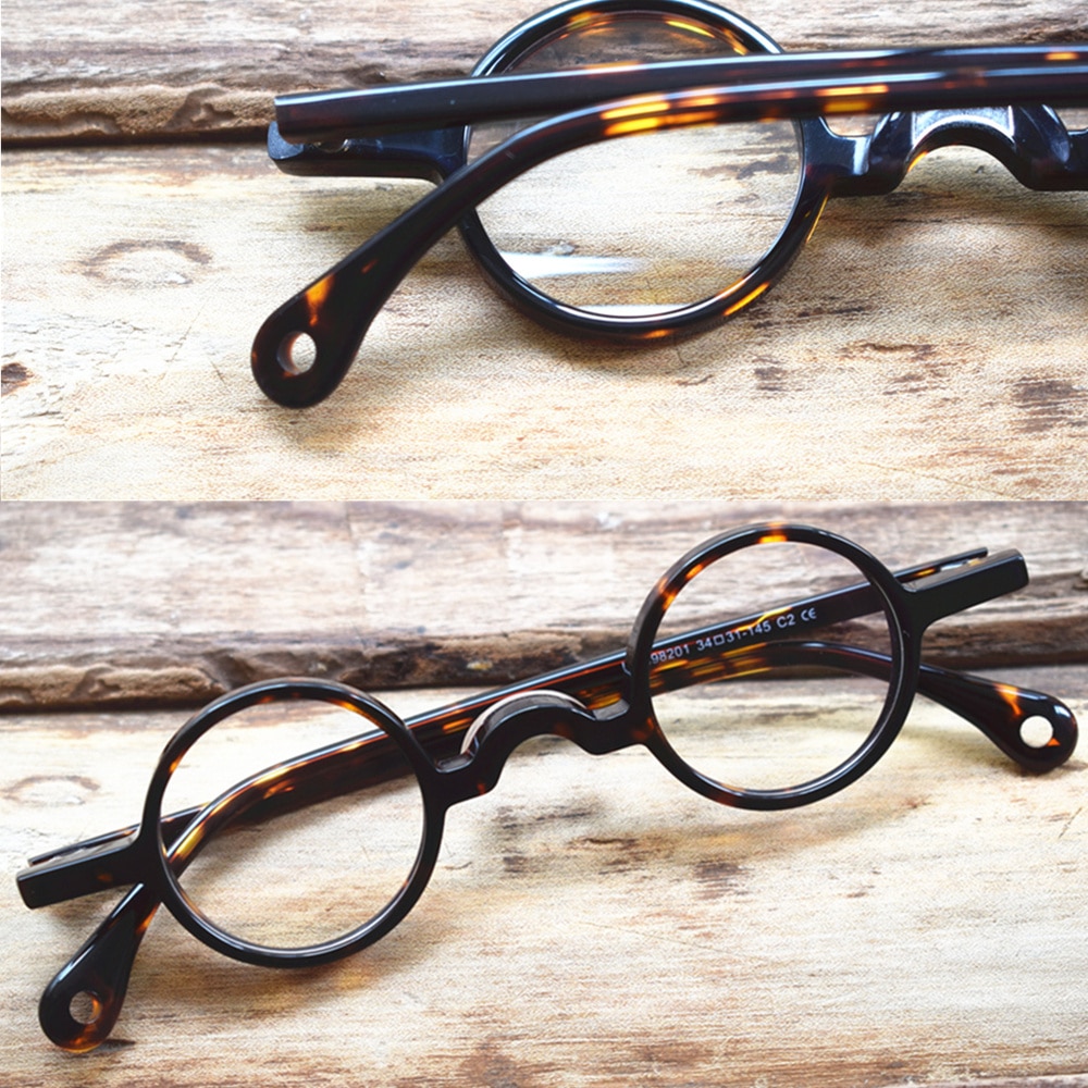 BETSION Jahrgang Kleine Runde 34mmEyeglass Rahmen Acetat Vollrand Hand Gemacht Für Männer Frauen Optische Verordnung Brillen