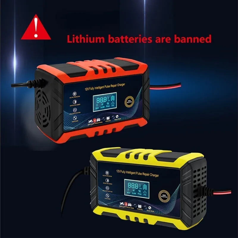 Car Battery Charger 12V Intelligent Pulse Repair LCD Display Car Battery Motorcycle Battery Charging Battery Repair Charger