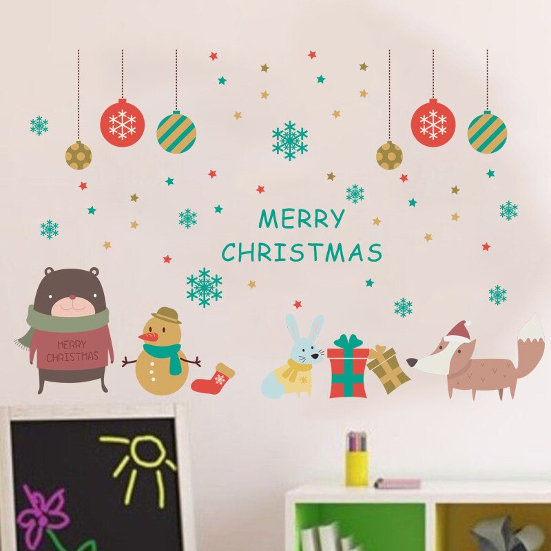 Kerst Elements Muurstickers etalage Office Home Decoratie Diy Kerstman Rendier Sneeuwpop Xmas Tree Snowfake Decal: xmas85