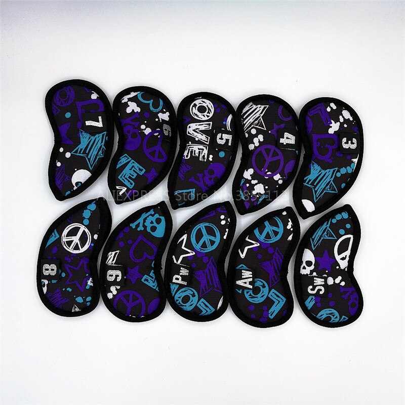 9pcs/lot Skull Golf Iron Head Covers Individuality PU Golf Irons Set Covers #4-9PAS 6 Colors For Man Women